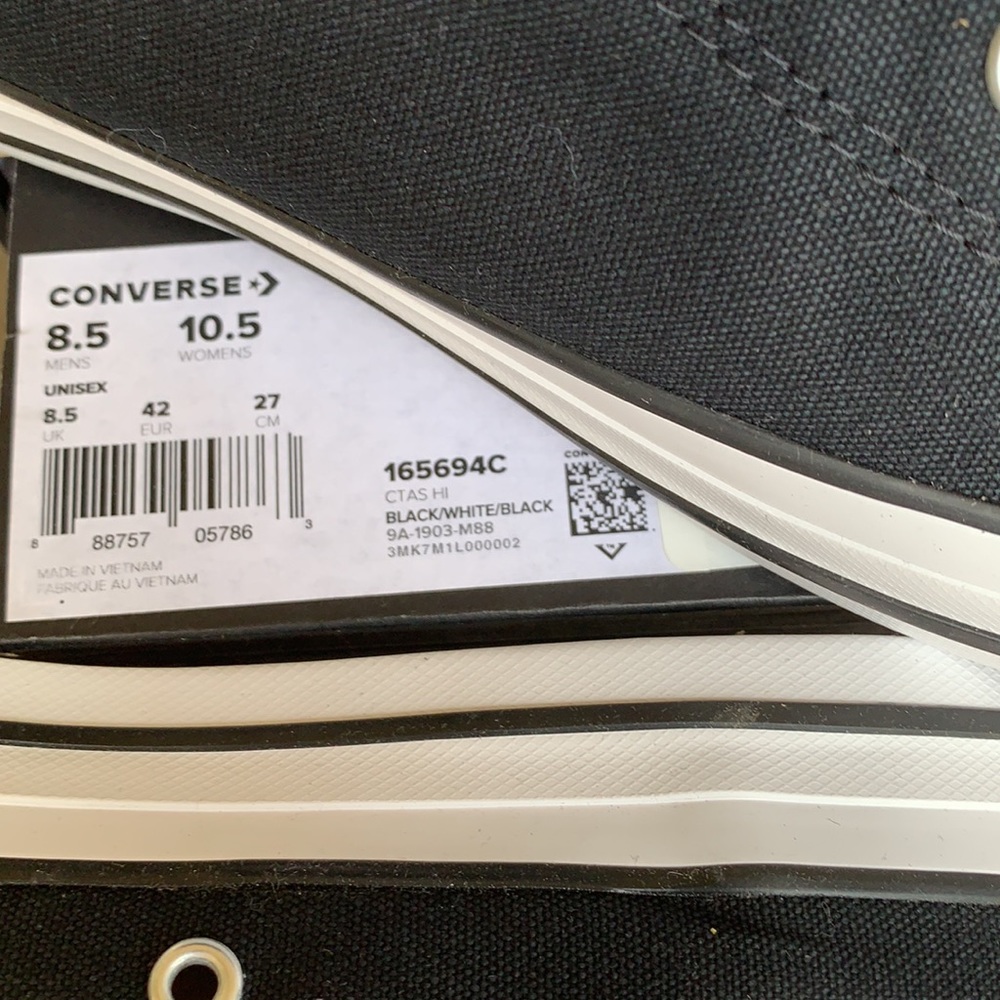 CONVERSE CTAS HI BLACK/WHITE/BLACK MENS - Picture 12 of 13
